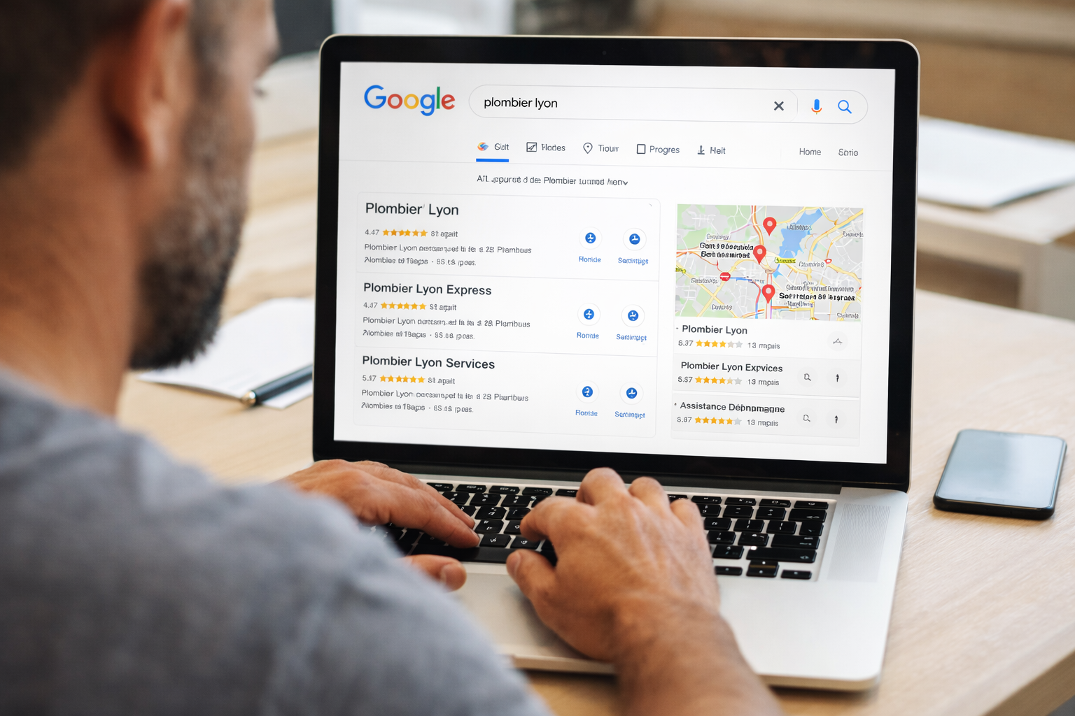 trouver clients artisan avec Google